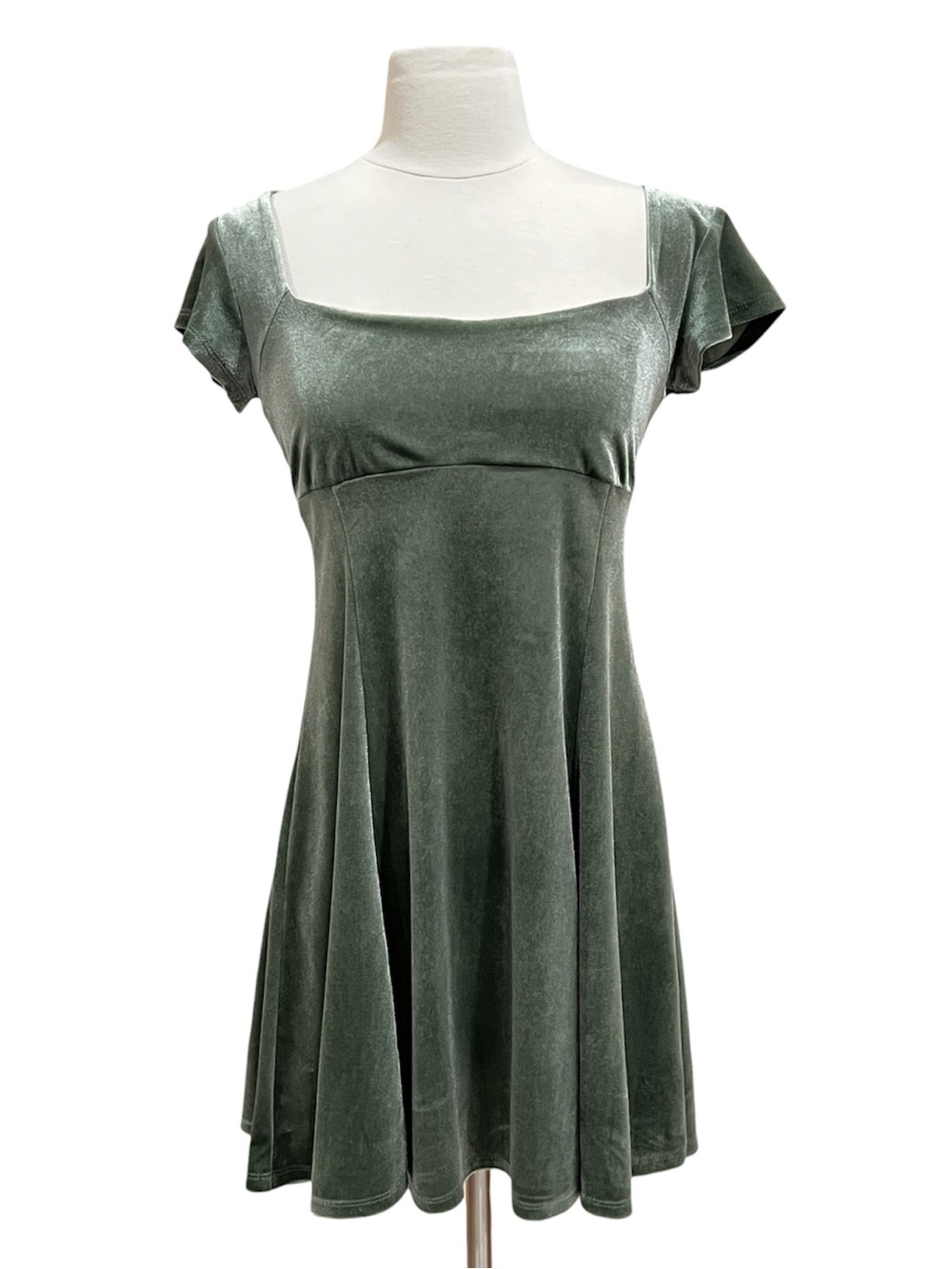Rewind Sage Velour A-Line Princess Cut Mini Dress Size Small - Picture 9 of 10